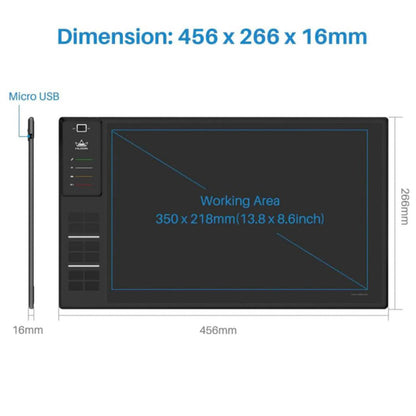 HUION WH1409 Bluetooth Grafiktablett 13.8x8.6 Zoll, kompatibel mit Mac, PC & Mobilgeräten, ideal für kreative Arbeiten