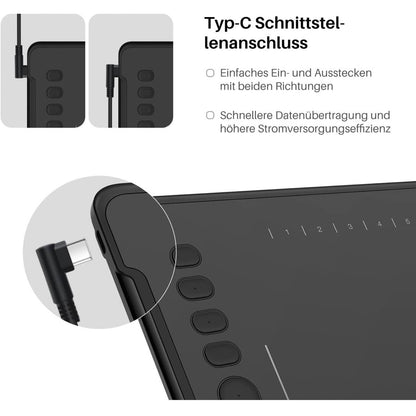 HUION Inspiroy H1161 Grafiktablett, 8192 Druckempfindlichkeit, große aktive Fläche von 10 x 6,25 Zoll, kabelloses Design, mit 8 programmierbaren Schnellzugriffstasten, ideal für digitales Zeichnen und Design.