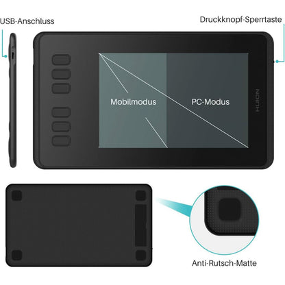 HUION Inspiroy H640P Grafiktablett, Modellnr: H640P, Produkttyp: Grafiktablett, Merkmale: 6,3 x 3,9 Zoll, 8192 Druckstufen, Batterie-frei Stift, leichter und tragbarer Design, ideal für Zeichnen und digitale Kunst.