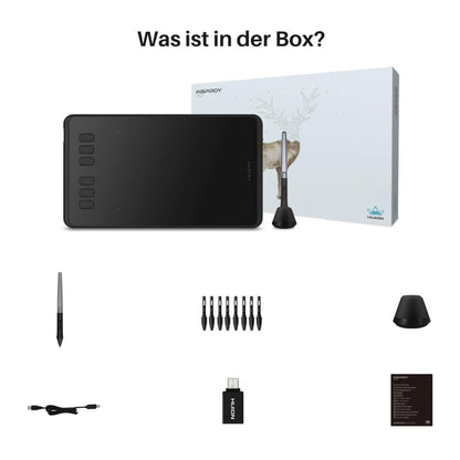 HUION Inspiroy H640P Grafiktablett, Modellnr: H640P, Produkttyp: Grafiktablett, Merkmale: 6,3 x 3,9 Zoll, 8192 Druckstufen, Batterie-frei Stift, leichter und tragbarer Design, ideal für Zeichnen und digitale Kunst.