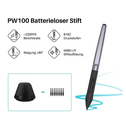 HUION Inspiroy H1060P Grafiktablett 10 x 6,25 Zoll, batterieloser Eingabestift, 12 Hotkeys, kompatibel mit Win, Mac, Android, ideal für zeichnen, Online-Unterricht und Arbeiten
