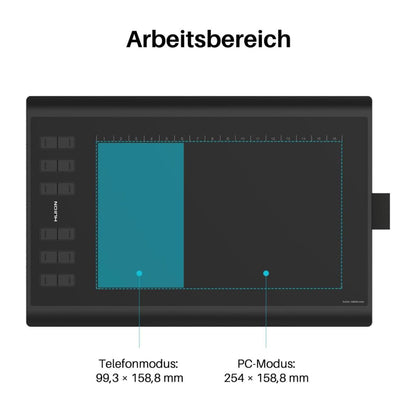 HUION Inspiroy H1060P Grafiktablett 10 x 6,25 Zoll, batterieloser Eingabestift, 12 Hotkeys, kompatibel mit Win, Mac, Android, ideal für zeichnen, Online-Unterricht und Arbeiten