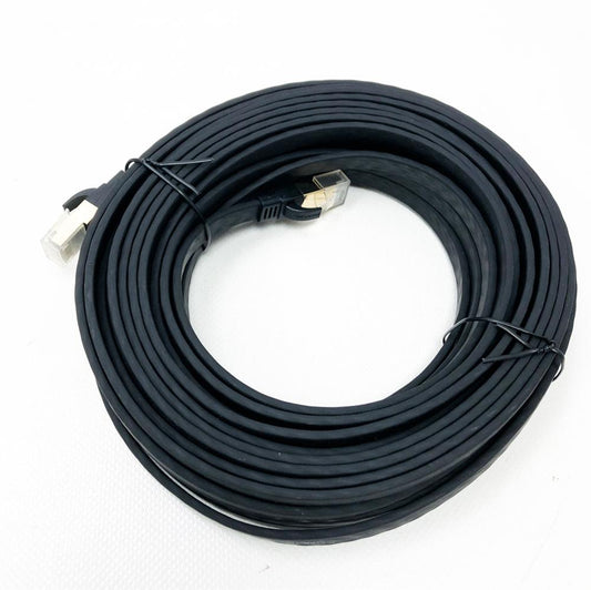 SHULIANCABLE Flat Cat 8 Ethernet Cable 15M High Speed ​​40Gbps 2000Mhz RJ45 Compatible with TV Box PC Router Modem Switch