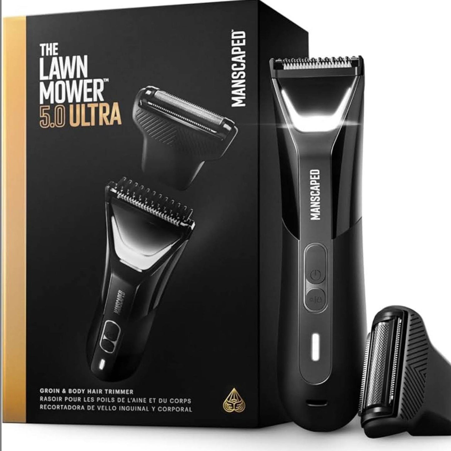 MANSCAPED® The Lawn Mower® 5.0 Ultra, Intim- und Körperhaartrimmer, SkinSafe®, wasserdicht, Akku, Etui, Trimmen & Glattrasur.