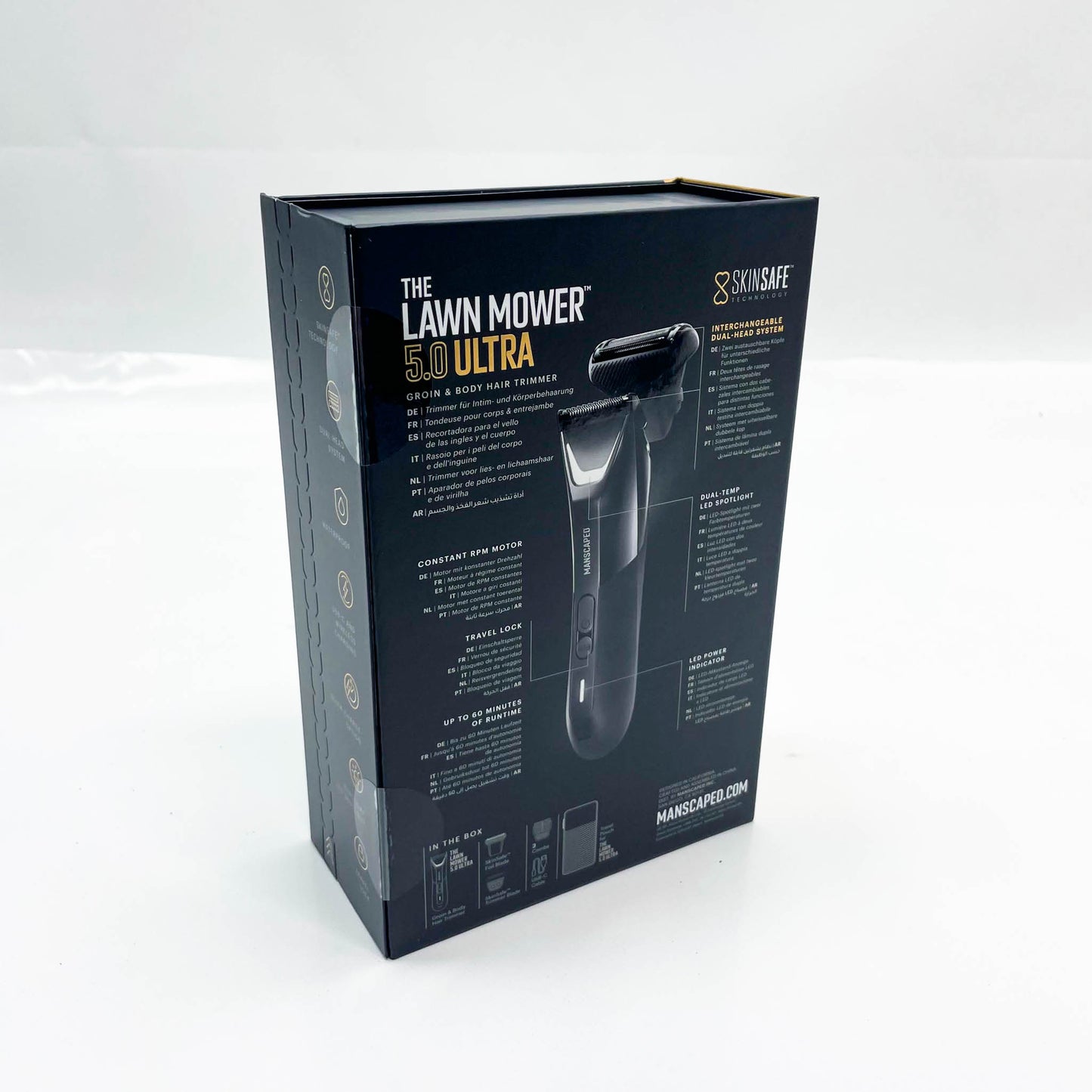 MANSCAPED® The Lawn Mower® 5.0 Ultra, Intim- und Körperhaartrimmer, SkinSafe®, wasserdicht, Akku, Etui, Trimmen & Glattrasur.