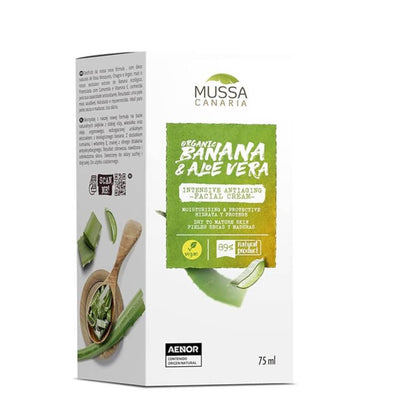 Mussa Canaria, Organische Anti-Aging Creme, 75 ml, 97% natürlich, mit Aloe Vera, Banane, Arganöl, Vitamin E, für Gesicht, Augen, Hals.