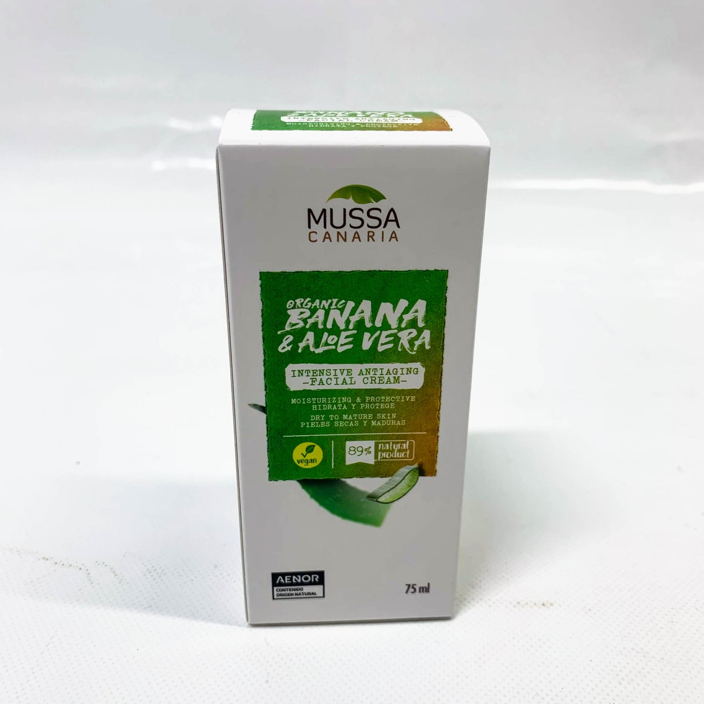 Mussa Canaria, Organische Anti-Aging Creme, 75 ml, 97% natürlich, mit Aloe Vera, Banane, Arganöl, Vitamin E, für Gesicht, Augen, Hals.