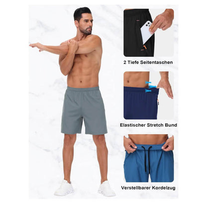 kuzwufs Sporthose 2XL Herren, 3er Pack, Kurz, mit Taschen, ideal für Fußball, Tennis, Basketball, Fitness und Freizeit.
