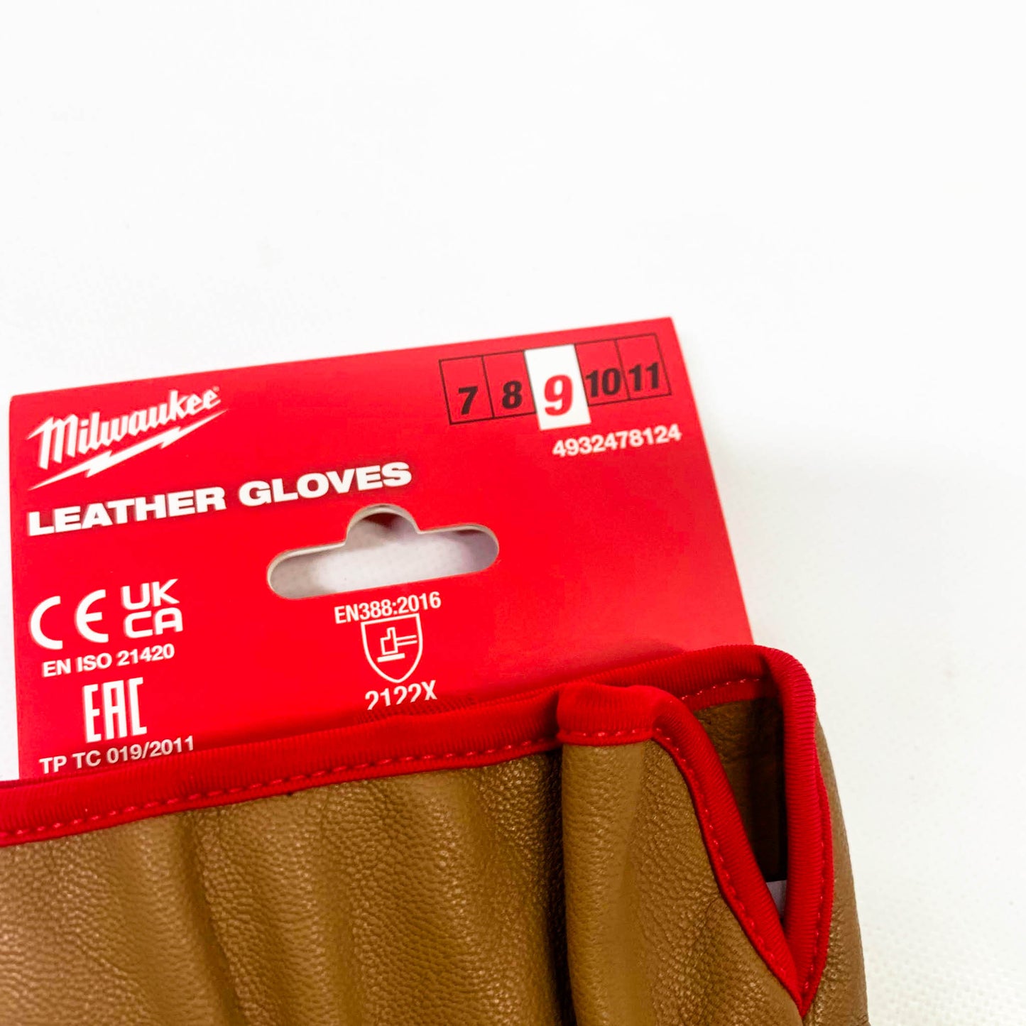 Milwaukee Arbeitshandschuhe, Leder, Größe 9 (L), robust, rutschfest, atmungsaktiv, ideal für Bau und Handwerk.