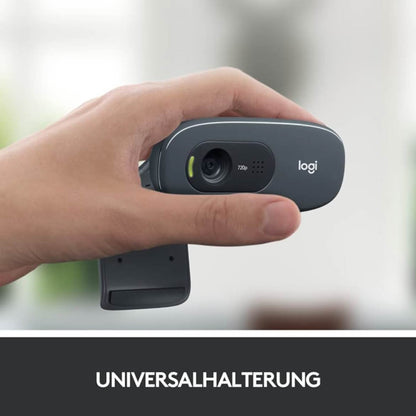 Logitech C270, Webcam, HD 720p, 60° Sichtfeld, USB, Rauschunterdrückung, fester Fokus, Belichtungskorrektur, universal.