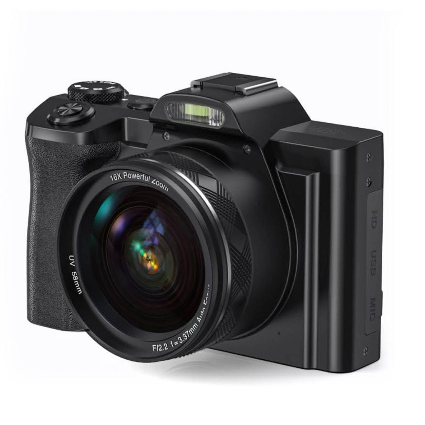 48MP Digital Camera, 5K WiFi Vlogging, 16X Zoom, Anti-shake, 3.5" Screen, Flash Hot Shoe Port, ideal for content creators.