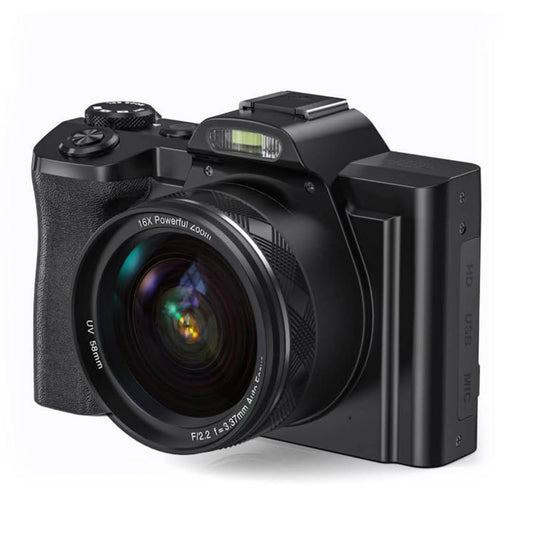 48MP Digital Camera, 5K WiFi Vlogging, 16X Zoom, Anti-shake, 3.5" Screen, Flash Hot Shoe Port, ideal for content creators.