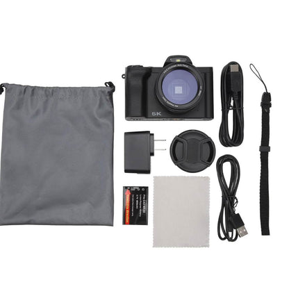48MP Digital Camera, 5K WiFi Vlogging, 16X Zoom, Anti-shake, 3.5" Screen, Flash Hot Shoe Port, ideal for content creators.