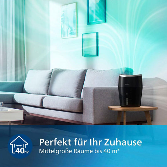 PHILIPS Luftbefeuchter HU4814/10, 2000 Serie, 2 l, für 40 m², NanoCloud-Technologie