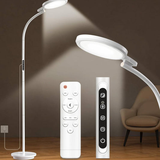 3-in-1 Tageslichtlampe, SAD Sonnenlicht Lampe, Stehlampe mit Fernbedienung, Touch Control, flexibler Schwanenhals, ideal für Lesen und Büro