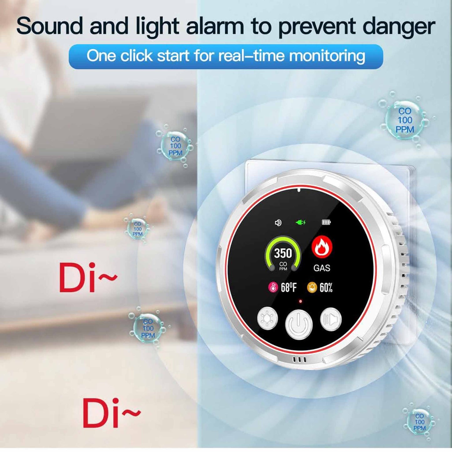 Gedsffati HD13-CG Gas- und CO-Melder, Steckergerät, erkennt Erdgas, LPG, Methan, Propan, Butan, sicher für Zuhause.