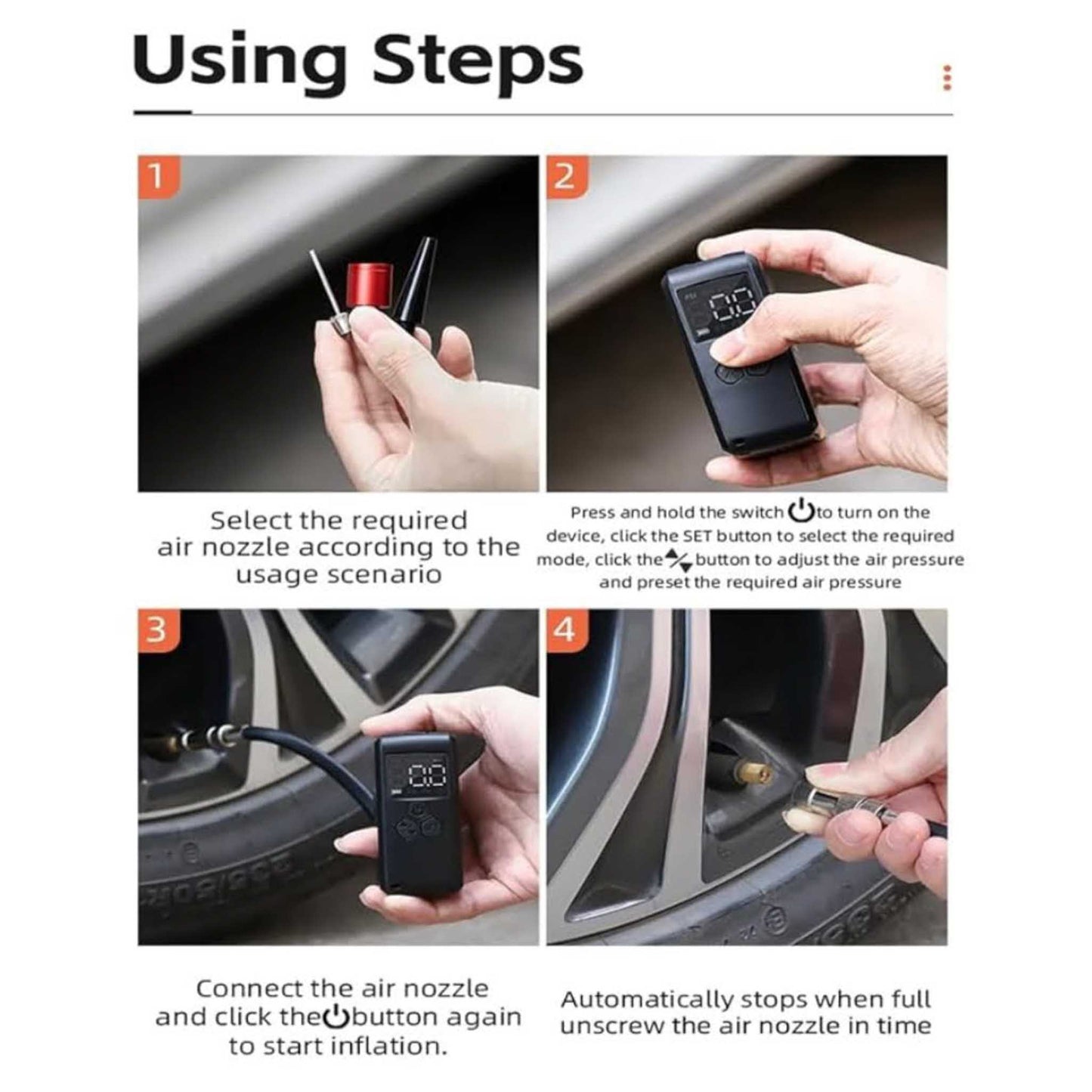 MIOLOE Mini Fahrradpumpe, Elektrische Luftpumpe, 150PSI, LCD-Display, 2400mAh, tragbar, für Fahrrad, Auto, Basketball.