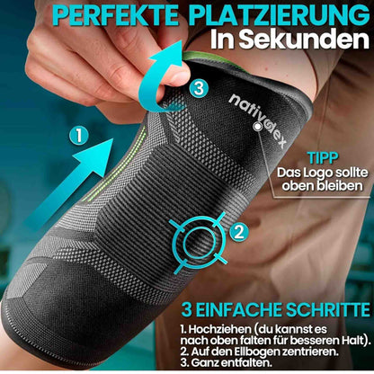NativoDex Ellenbogenbandage, Kompressionsbandage, für Tennisarm, Golferarm, Sehnenentzündung, Arthrose, Sport - Grün, M