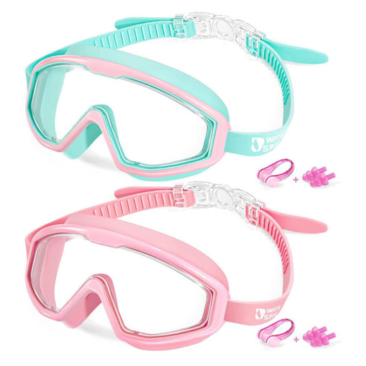 Water Space Schwimmbrille, Kinder 3-15, Schwimmbrille, Panoramablick, Anti-Nebel, auslaufsicher, für Schwimmbad und Strand