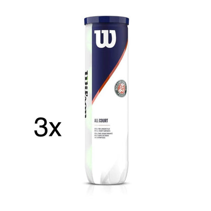 Wilson Roland Garros All Court, Unisex, Tennisbälle, 3x4er Pack, vielseitig, ideal für alle Plätze, optimale Spielkontrolle.
