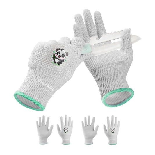 Plusawa Kinderschnittfeste Handschuhe, D-Klasse, Schnittschutz, flexibel, atmungsaktiv, ideal für Basteln, Gartenarbeit, 2er-Pack, Grau, S