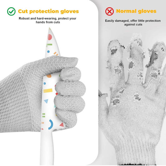 Plusawa Kinderschnittfeste Handschuhe, D-Klasse, Schnittschutz, flexibel, atmungsaktiv, ideal für Basteln, Gartenarbeit, 2er-Pack, Grau, S