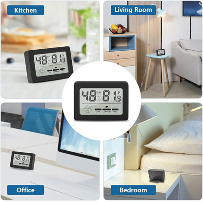 Mini Thermometer Hygrometer 6 Stück Digital LCD Schwarz Innen Raumtemperatur Luftfeuchtigkeit