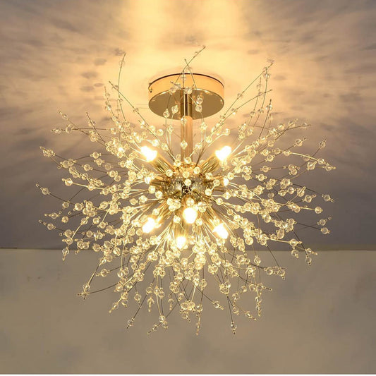 Rayofly Moderne Kristall Deckenleuchte, 8-flammig, dimmbar, gold, für Wohnzimmer, Schlafzimmer, Esszimmer, Küche, Flur
