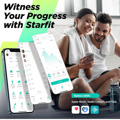 RunSTAR Körperfettwaage, Digitale Personenwaage, hohe Genauigkeit, großes Display, BMI, Herzfrequenz, 15 Körperwerte, App-Synchronisierung, bis 180kg.
