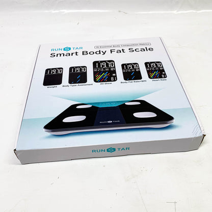 RunSTAR Körperfettwaage, Digitale Personenwaage, hohe Genauigkeit, großes Display, BMI, Herzfrequenz, 15 Körperwerte, App-Synchronisierung, bis 180kg.
