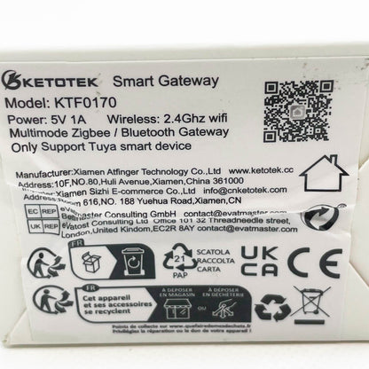 KETOTEK Tuya Gateway Hub, ZigBee WLAN Bluetooth, Smart Life APP, für Tuya-kompatible Geräte, vielseitige Steuerung.