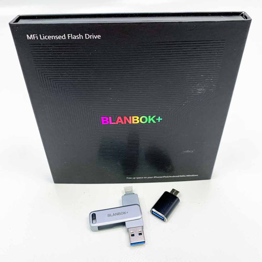 BLANBOK Apple USB Stick 128G External Storage Stick for iPhone with Lightning Backup for iPhone/iPad/Android/PC