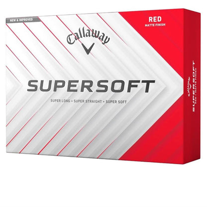 Callaway SUPERSOFT 2025 Golfbälle, rot, weich, langlebig, hohe Sichtbarkeit, ideal für Anfänger und Freizeitspieler.