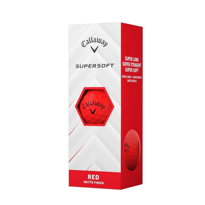Callaway SUPERSOFT 2025 Golfbälle, rot, weich, langlebig, hohe Sichtbarkeit, ideal für Anfänger und Freizeitspieler.
