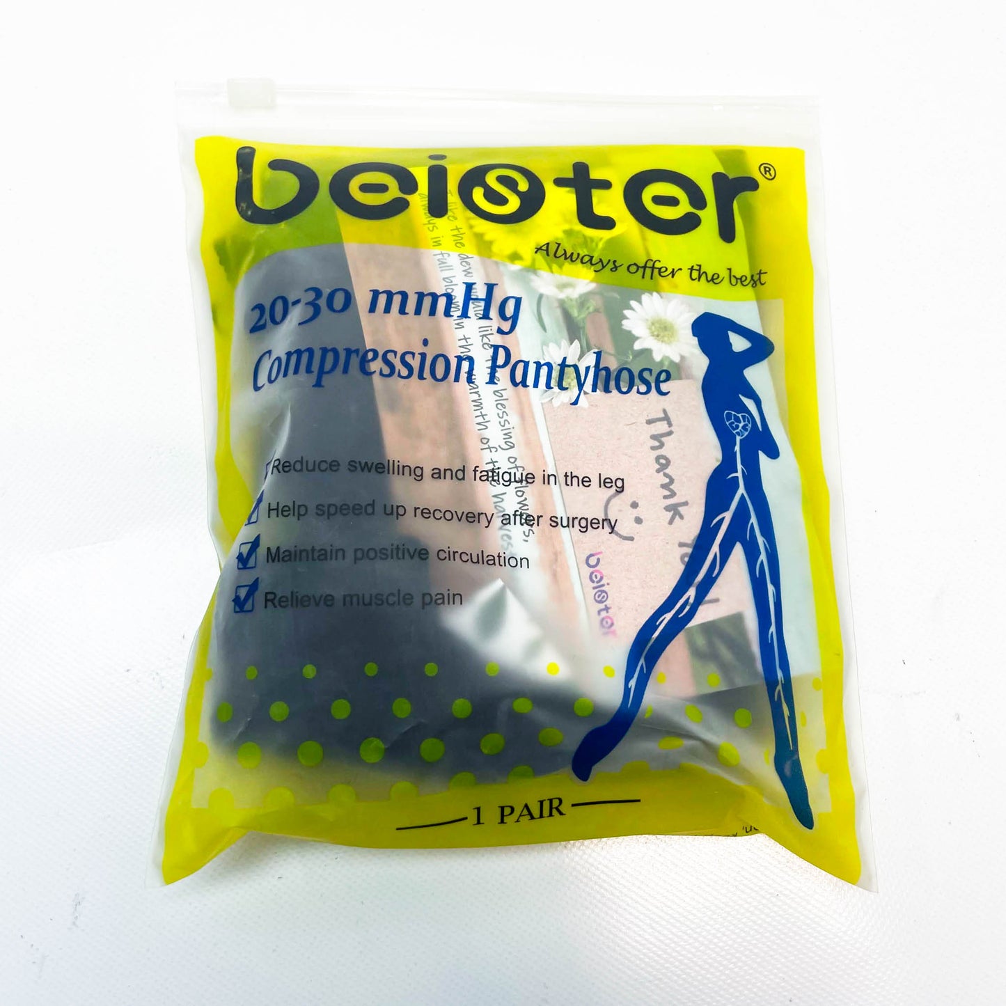 Beister Schwangere, M, Kompressionsstrumpfhose, 20-30 mmHg, ohne Fuß, elastisches Knopfband, Bauchschutz, Klasse 2