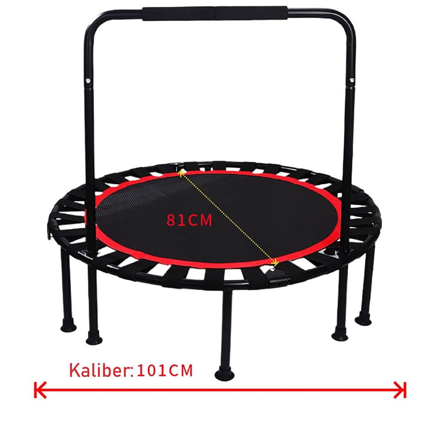 SESAMIS Faltbares Fitness-Trampolin, Tragfähigkeit 200 kg, rutschfest, geräuscharm, verstellbare Handlaufhöhe, ideal für Indoor und Outdoor