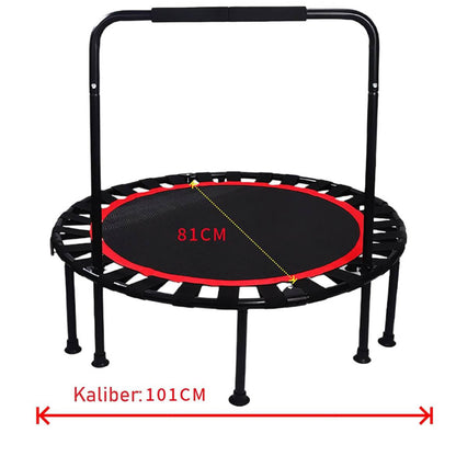SESAMIS Faltbares Fitness-Trampolin, Tragfähigkeit 200 kg, rutschfest, geräuscharm, verstellbare Handlaufhöhe, ideal für Indoor und Outdoor