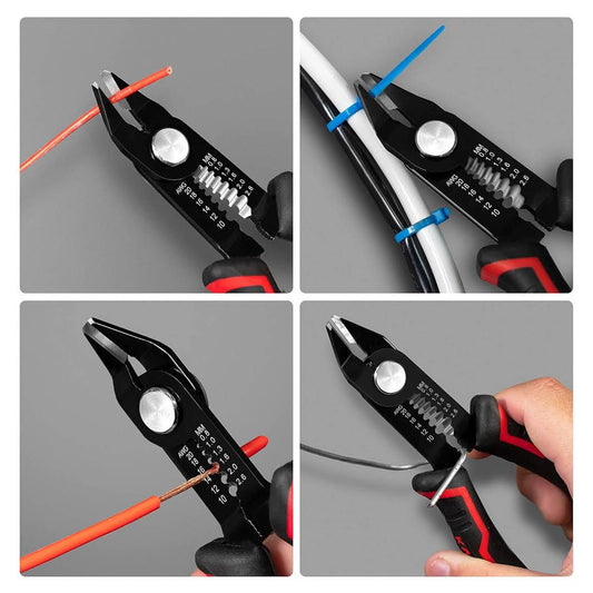 KAIWEETS 3-in-1 Seitenschneider, Schneidezange, Abisolierzange, für 20-10 AWG Kabel, Anti-Rutsch-Griff, Präzisionszange