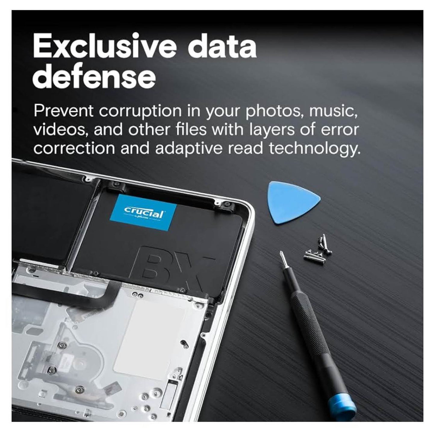 Crucial BX500, 500 GB, SATA III, 2,5 Zoll SSD, hohe Geschwindigkeit, zuverlässige Speicherlösung, ideal für Upgrades.