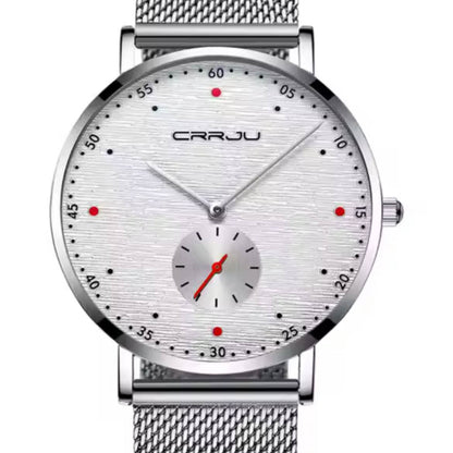 MicLee Herren Uhr, Analog Chronograph, Wasserdicht, Quarz, Edelstahl Milanaise Mesh Band, Verstellbar, Silber