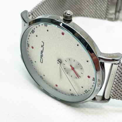 MicLee Herren Uhr, Analog Chronograph, Wasserdicht, Quarz, Edelstahl Milanaise Mesh Band, Verstellbar, Silber