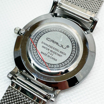 MicLee Herren Uhr, Analog Chronograph, Wasserdicht, Quarz, Edelstahl Milanaise Mesh Band, Verstellbar, Silber