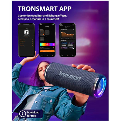 Tronsmart T7 Lite, Bluetooth Lautsprecher, 24W, Dual Treiber, IPX7 wasserdicht, 24h Spielzeit, LED-Licht, ideal für Partys.