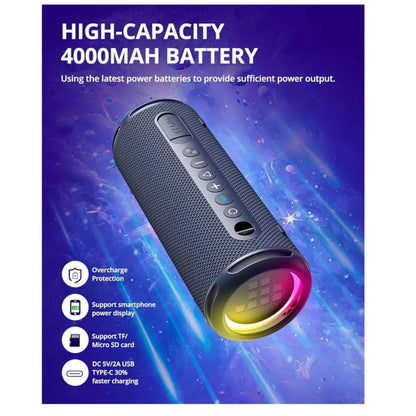 Tronsmart T7 Lite, Bluetooth Lautsprecher, 24W, Dual Treiber, IPX7 wasserdicht, 24h Spielzeit, LED-Licht, ideal für Partys.