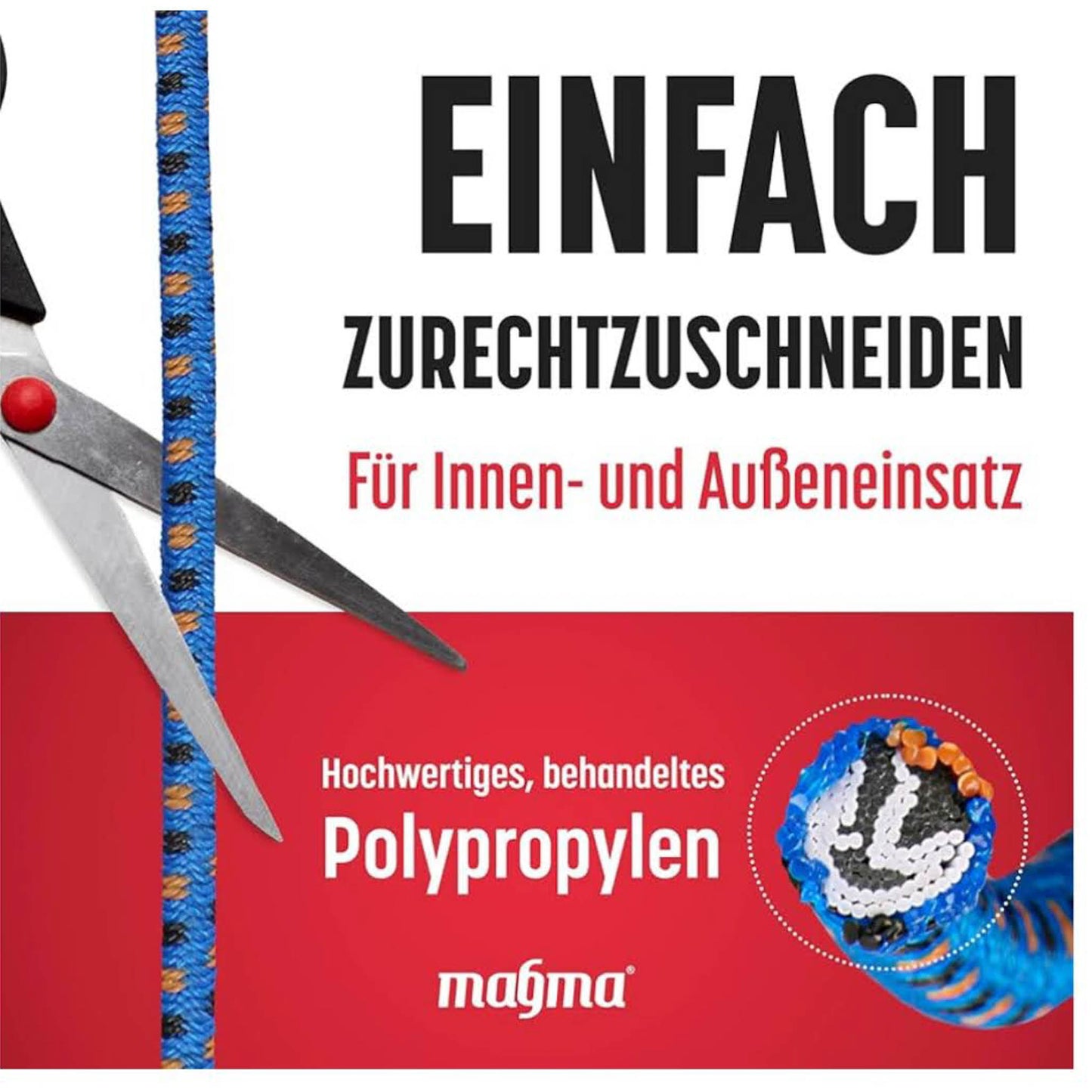 MAGMA Bungee-Seil 8mm, 50m, elastisches Gummiseil für Schwimmbadabdeckungen, Angeln, Segeln, Camping, blau.