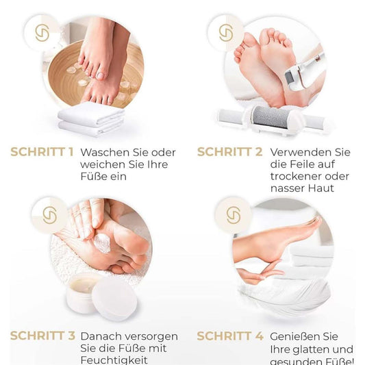 Essy Hornhautentferner, Modellnr. nicht verfügbar, Elektrisch, 5 Ersatzrollen, ideal für Pediküre und Fußpflege.