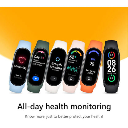 Xiaomi Mi Smart Band 7 Aktivitätstracker 1,62 AMOLED Display 110+ Workout-Modi 5ATM SpO2 Tracking Schlaf Herz Pulsüberwachung bis zu 14 Tage Akkulaufzeit Mi Fit App