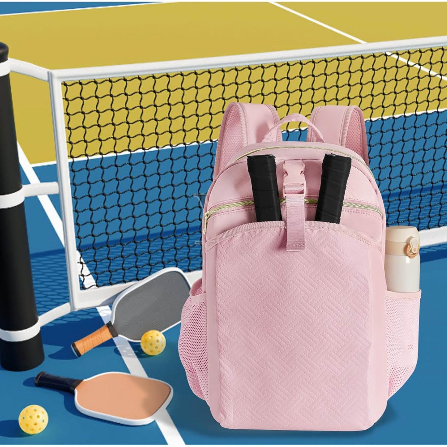 PROKVA Pickleball Bag, Paddel Rucksack, für 4 Paddel, großes Design, pink, für Frauen und Männer