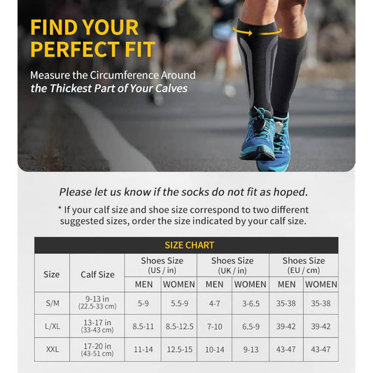 CAMBIVO 3 Paar Kompressionsstrümpfe XXL, Stützstrümpfe für Erholung, Sport, Laufen, Flug, Alltag