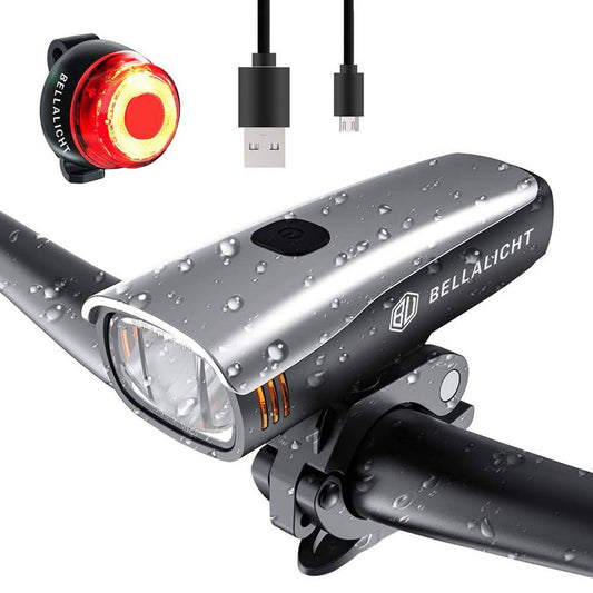Bellalicht LED Beleuchtungskit 60 Lux USB wiederaufladbar 2600 mAh Vorder- und Rücklampe wasserdicht IPX5